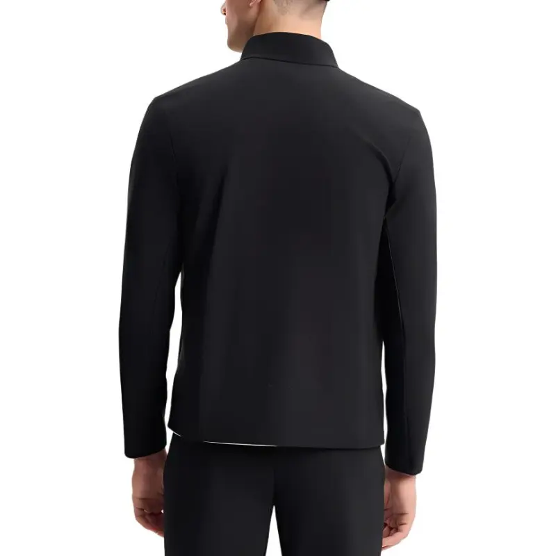 FILA Knitted Fabric Long-Sleeved Coat Men's Pitch Black-5