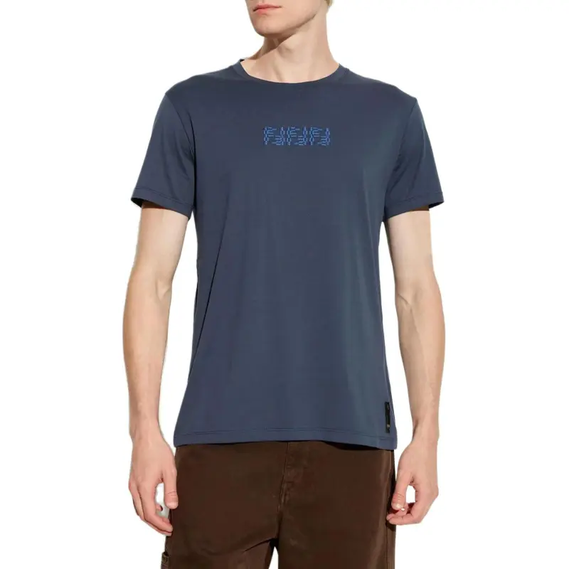 FENDI Logo Embroidered Short Sleeved T Shirt-2