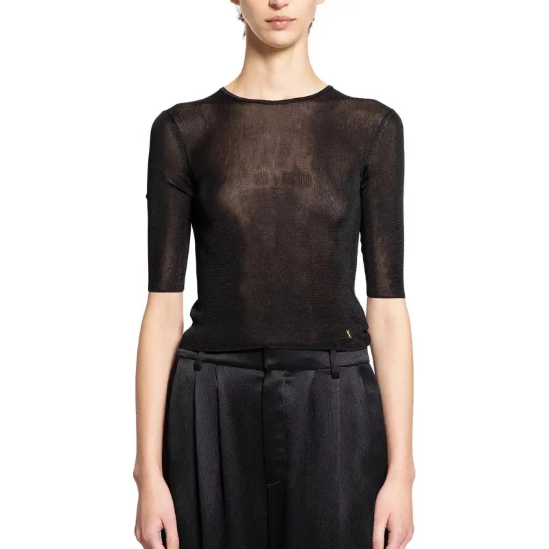 SAINT LAURENT Cassandre Crewneck Knitted Top-2