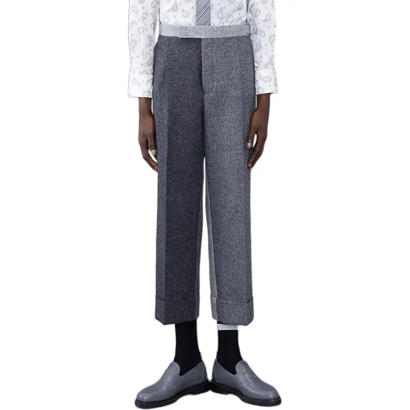 THOM BROWNE Mid Rise Two Toned Wide Leg Trousers-2