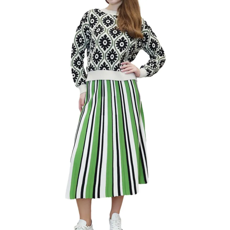 WEEKEND MaxMara SS23 Casual Long Skirt Women's Green-1