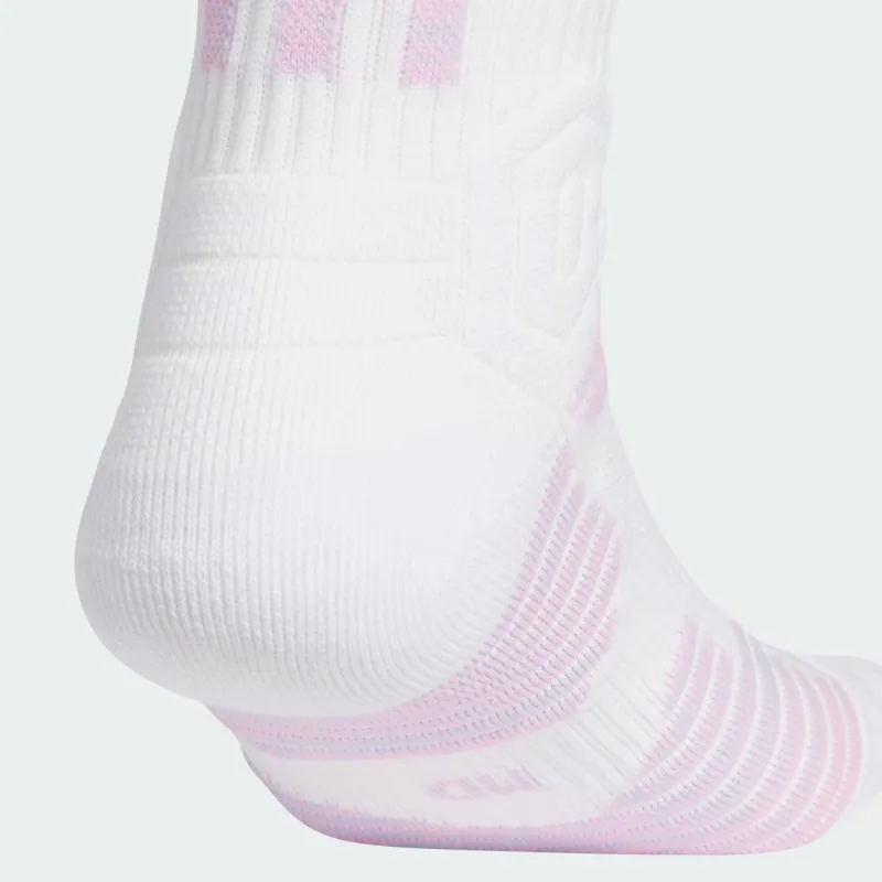 Adidas BASKETBALL CREW SELECT SOCKS Mid Calf Socks Unisex 1 Pack White Pink-2