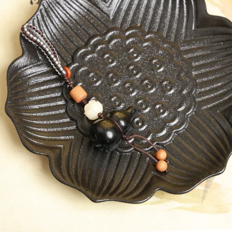 Yo sheng Gold Sheen Obsidian Keychains Unisex-2