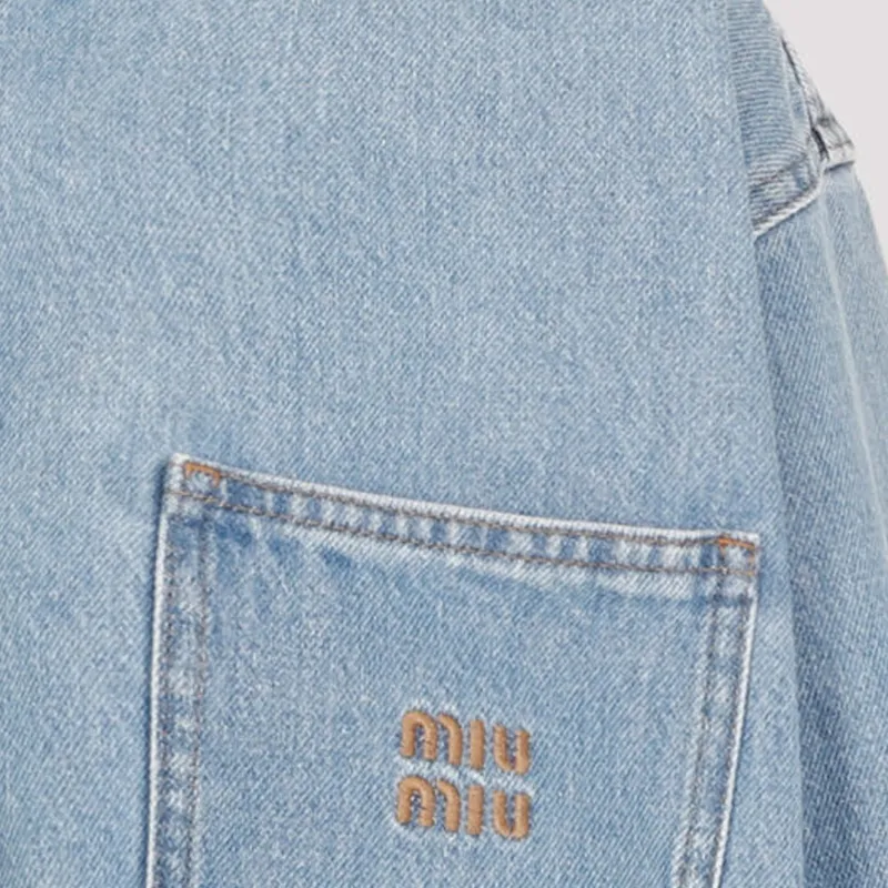 MIU MIU Logo embroidered Denim Jacket-5