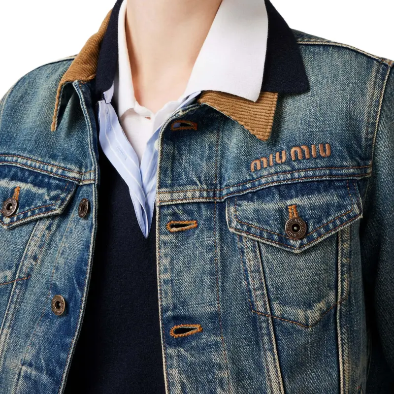 MIU MIU SS25 Denim Jacket Women's Blue-4