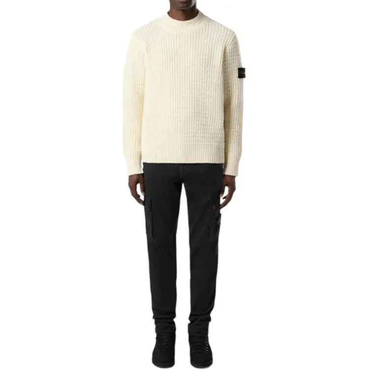 STONE ISLAND Logo Patch Mock Neck Sweater-2
