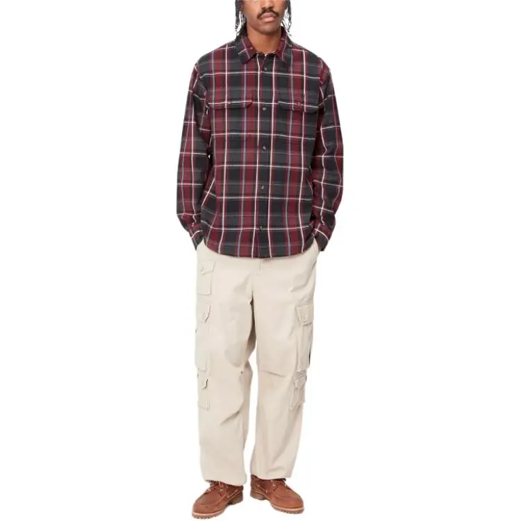 Carhartt WIP FW24 L/S Hobart Shirt Men's Red-2