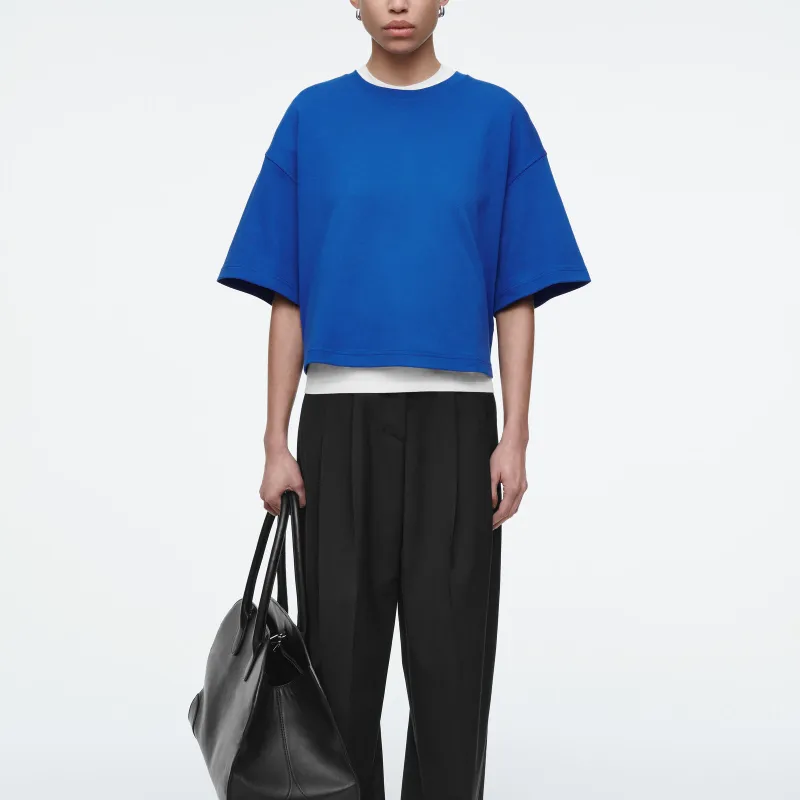 COS Drop Shoulder Sleeve T Shirt Women's Cobalt Blue-3