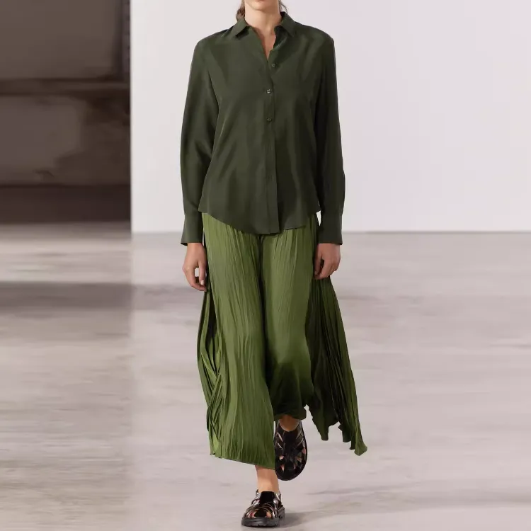 ZARA ZW Series Shirts Women's Green-1