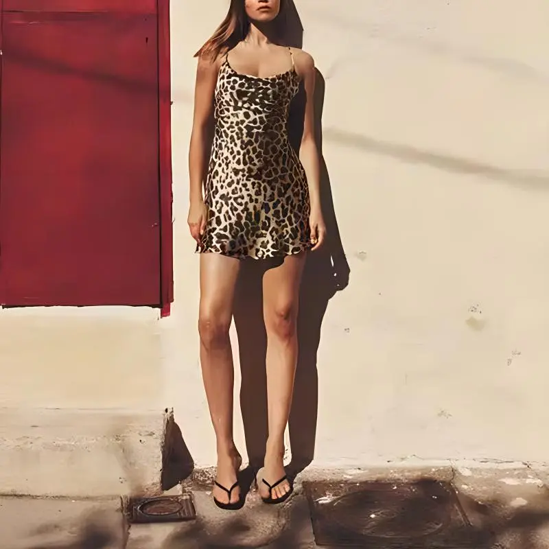 ZARA Slip Dress Women's Leopard Print-4