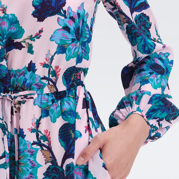 DVF Diane Von Furstenberg Floral print Long sleeved Midi Dress-5