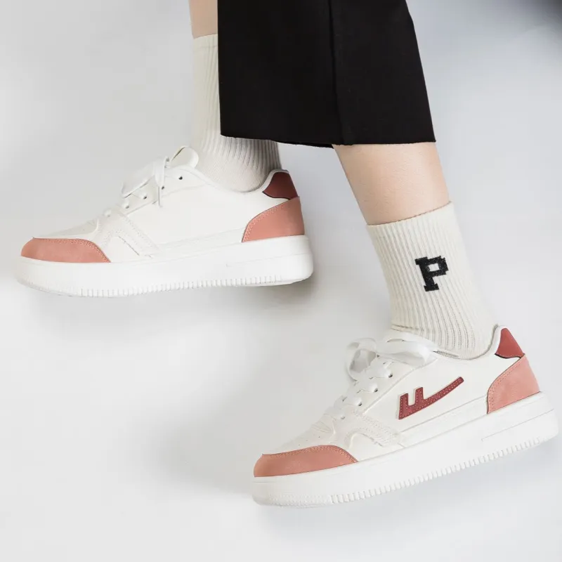 Warrior Lightweight Low Top Skateboard Shoes Women's White Brick Red-8