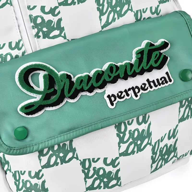 QRST Polyester Backpack Unisex White Green-4