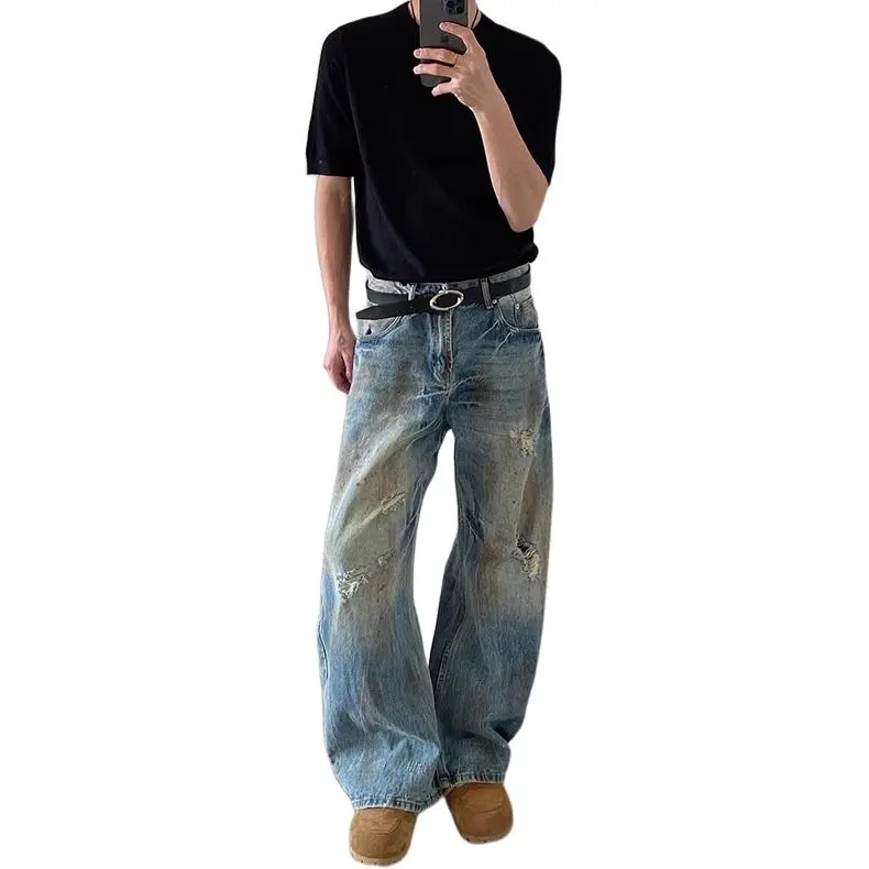 DUATOGE Jeans Men's Vintage Blue-3