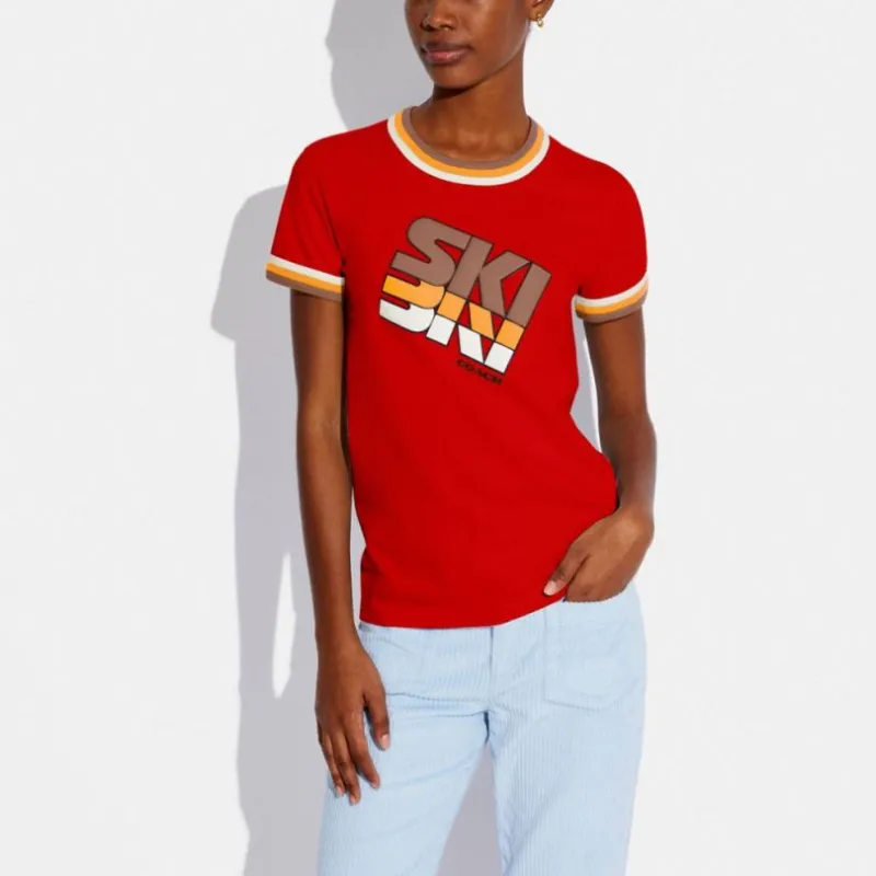 COACH T Shirts Women's Red-1