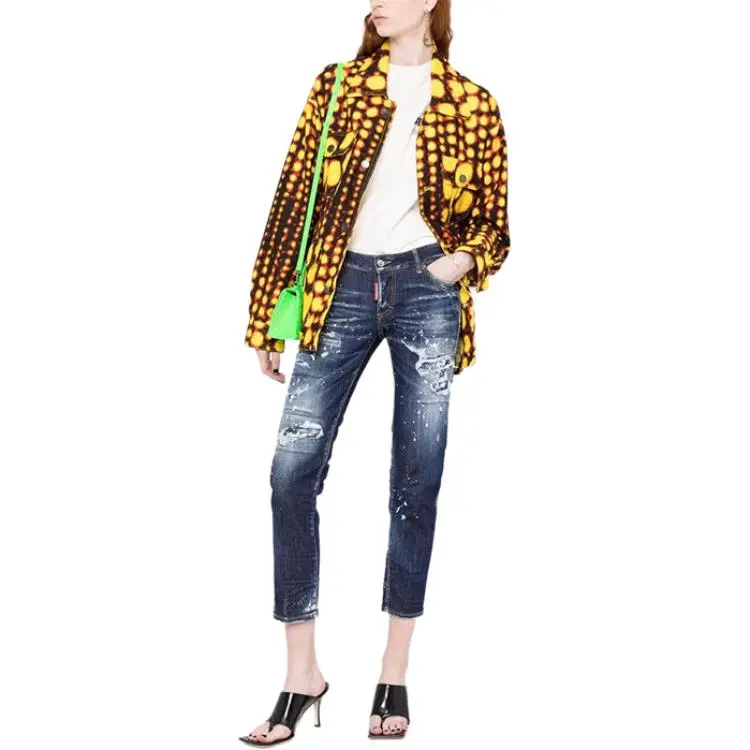 DSQUARED 2 Distressed Paint Splatter Cropped Jeans-1