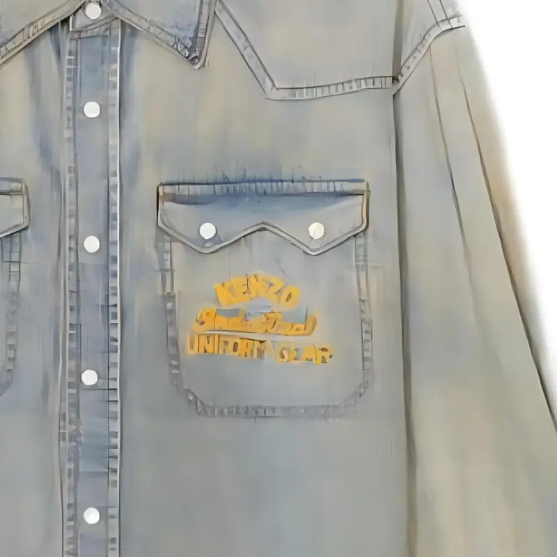 KENZO Drawn Varsity Denim Western Shirt-5