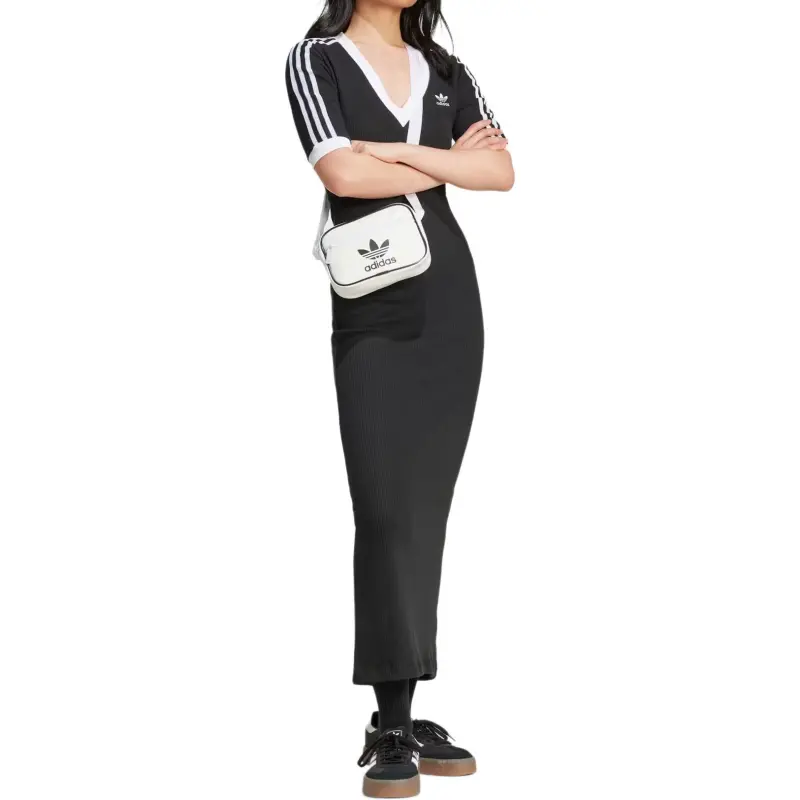 Adidas Originals Adicolor 3 Stripes Knit V Neck Dress-3