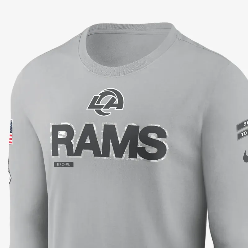 Nike Los Angeles Rams Salute To Service Mascot Edge Legend Men's Nike Nfl Long Sleeve T Shirt-2