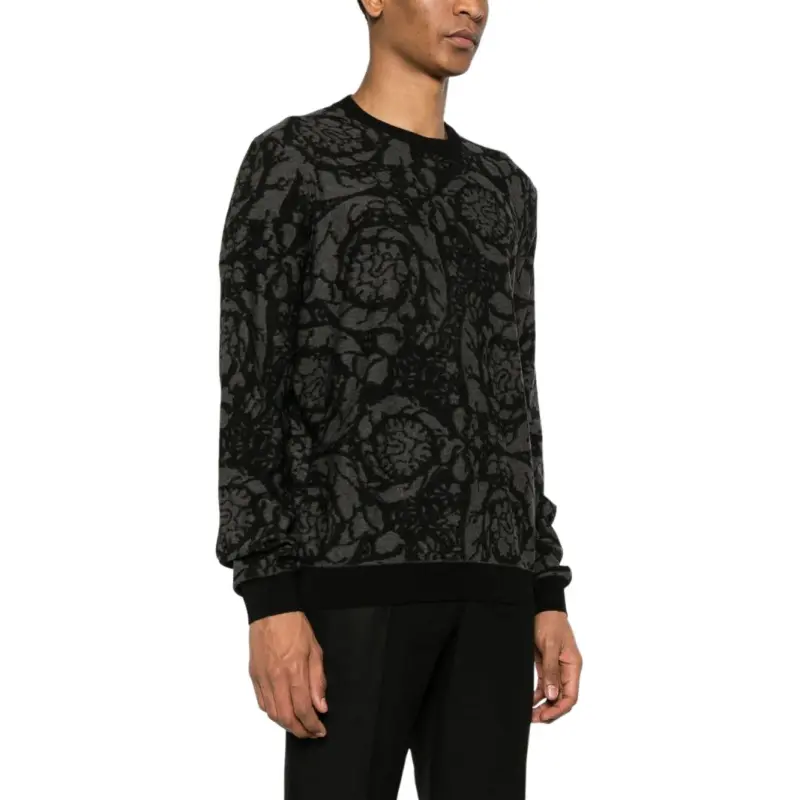VERSACE Pattern-Embroidered Crewneck Knitted Jumper-3