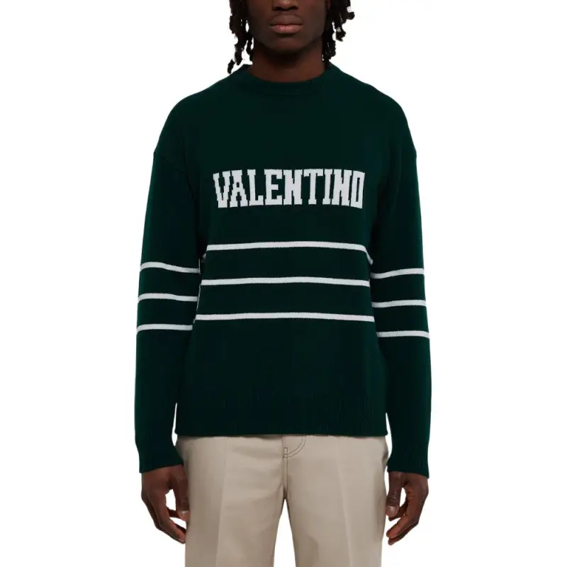 Valentino Logo Intarsia Long-Sleeved Jumper-2