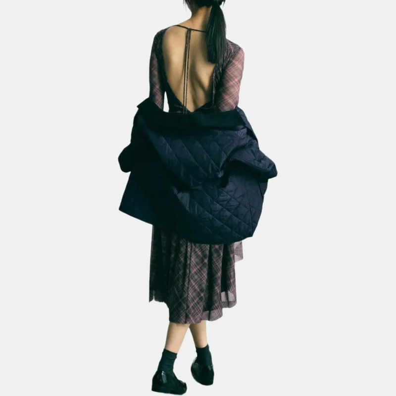 ZARA Long Sleeved Dresses Women's Dark Purple-3