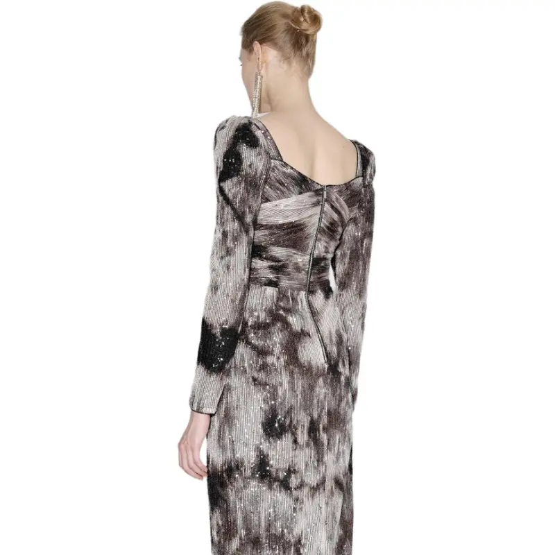 Bebe Long Sleeved Dresses Women's Black Silver-1