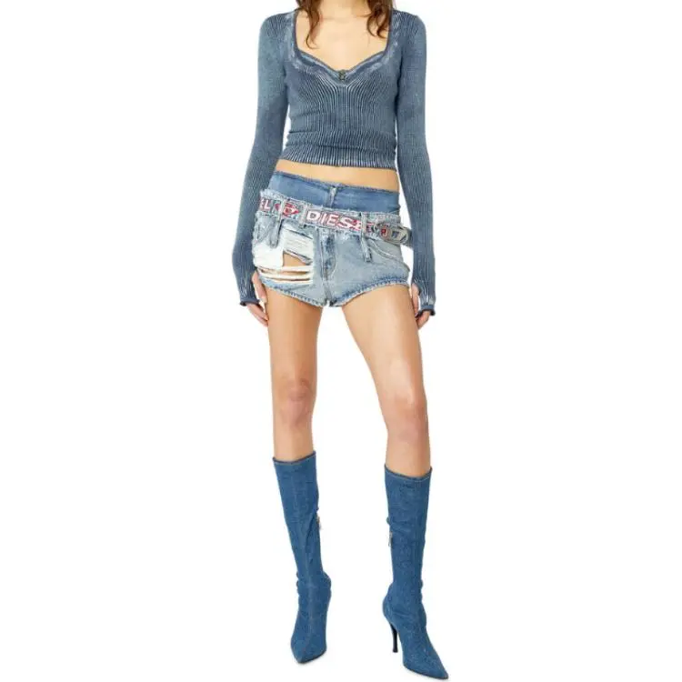 DIESEL DIESEL OVAL D Series Denim Shorts Women's Blue-2