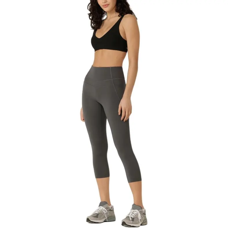 LORNA JANE Stomach Support 7/8 Leggings Sports Shorts Women's Silver Gray-4