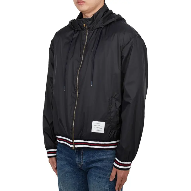 THOM BROWNE Logo Patch Zip Up Jacket-4