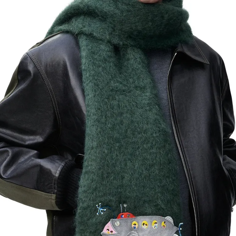 LOEWE Mohair, Wool, Polyamide Knit Scarves Women's Green-2