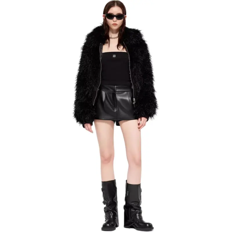 CALLED BACK Leather Short Skirts Women's Black-1