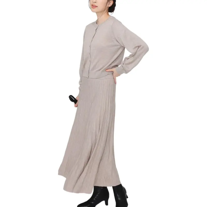 Beams Two Piece Skirt Sets Women's Beige-3