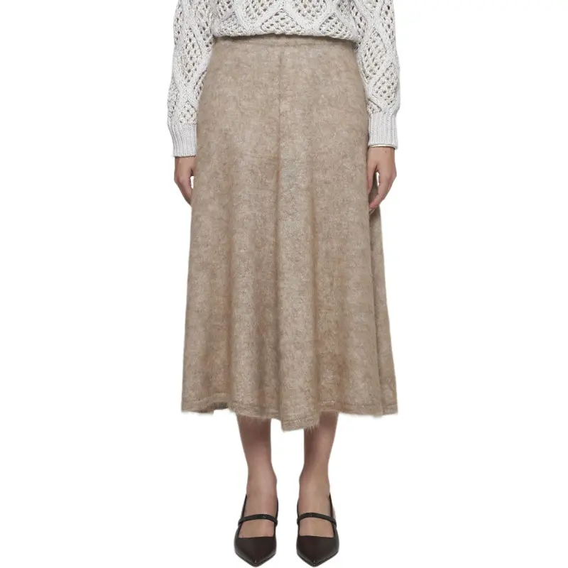 Brunello Cucinelli Elastic Waistband Flared Midi Skirt-2