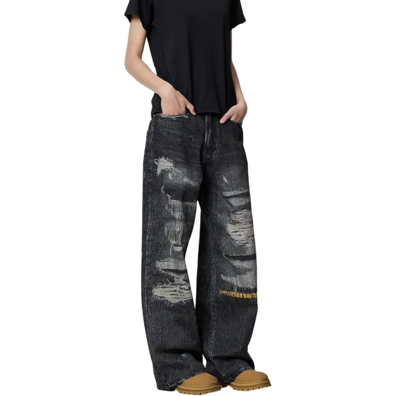 VINMUK Jeans Unisex Black Gray Color-5