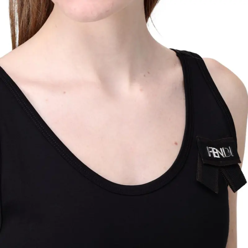 FENDI Logo Plaque Ribbon Detailed Tank Top-5