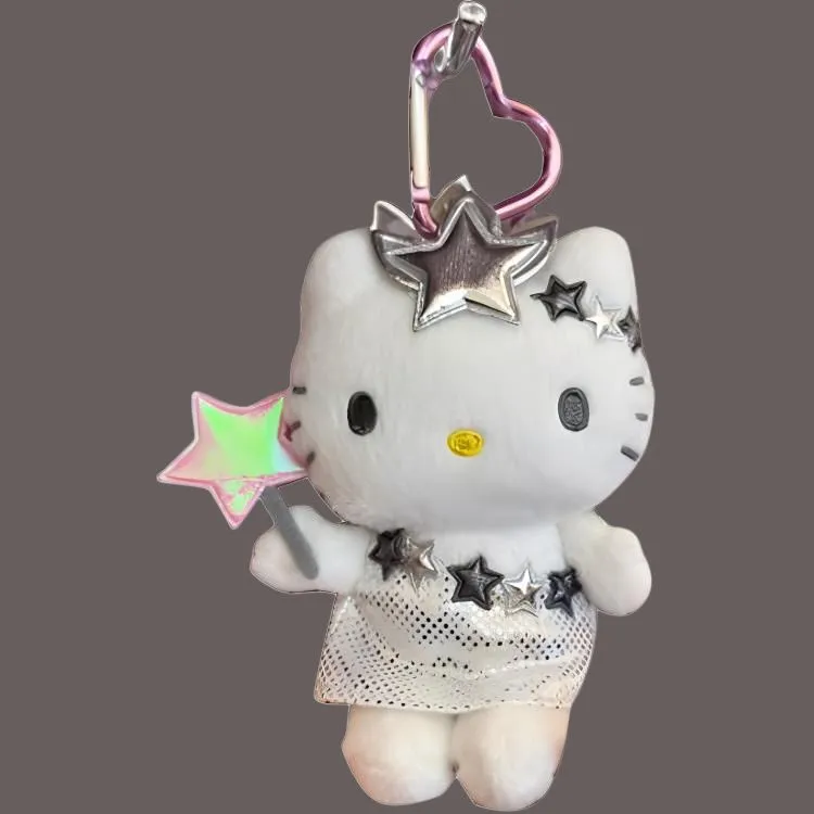 Sanrio Hello Kitty 50th Anniversary Limited 1999 Silver Fairy Dolls Plush Pendant Small Size Tall-2