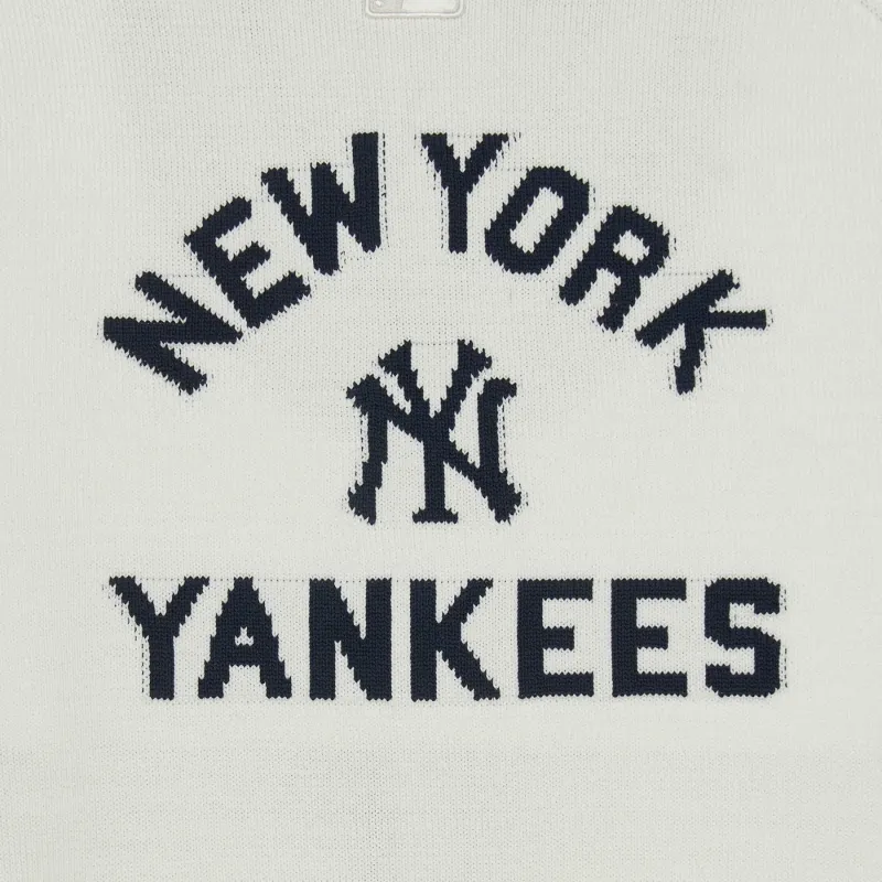 MLB New York YankeesVarsity BASIC BUTTON CARDIGAN Sweater Unisex Ivory White-2