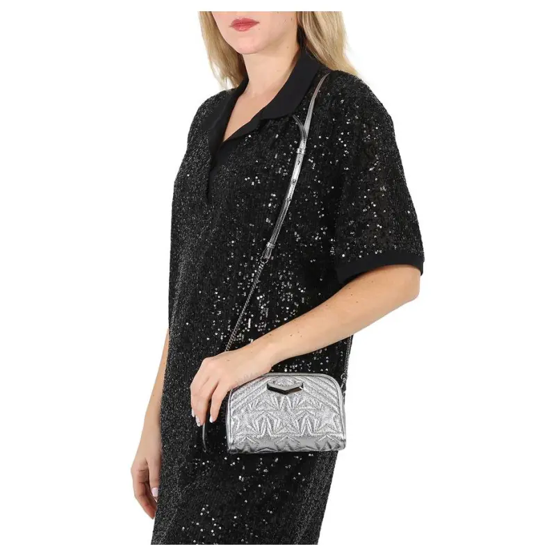 Jimmy Choo Nappa Leather Camera Bag Handheld Shoulder Bag Crossbody Bag Regular Women's Silver-4