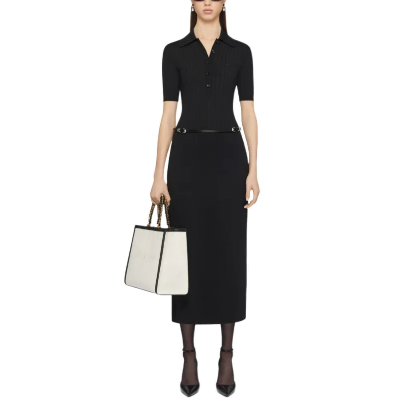 Givenchy Voyou Belt Long Polo Dress 'Black'-1