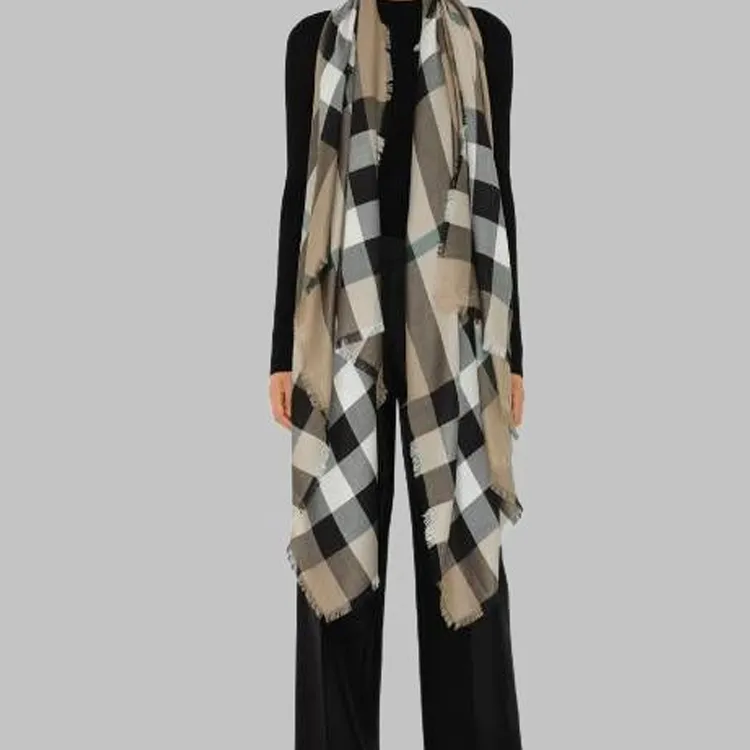 Burberry Silk Knit Scarves Unisex Brown-2