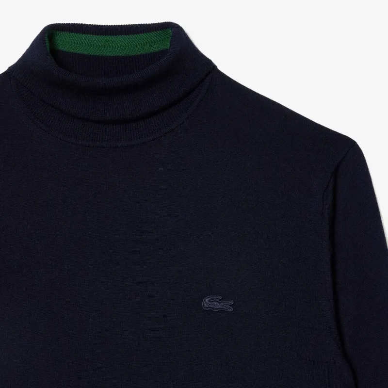 LACOSTE Logo Embroidered Turtleneck Jumper-3
