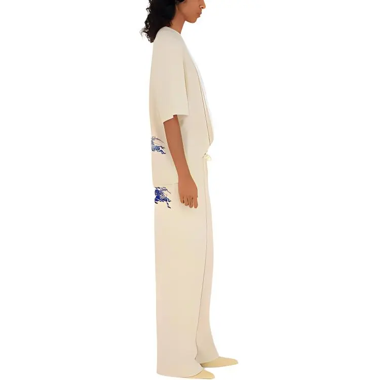 Burberry FW23 Knitted Sports Pants Women's Beige Yellow-3
