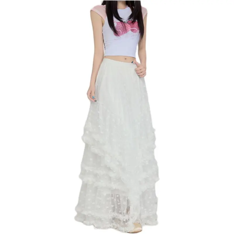 Concubine Zhu Casual Long Skirt Women's White-1