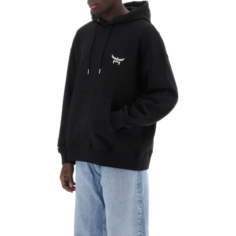 MCM Logo Detailed Drawstring Hoodie-2
