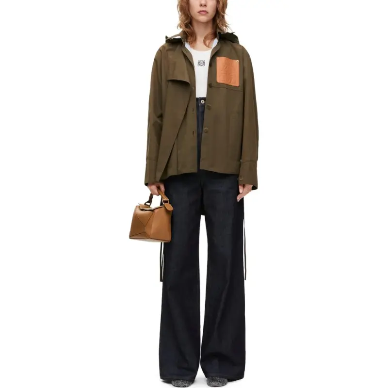 LOEWE Hooded Parka In Cotton Jackets & Coats Women's Brown-5