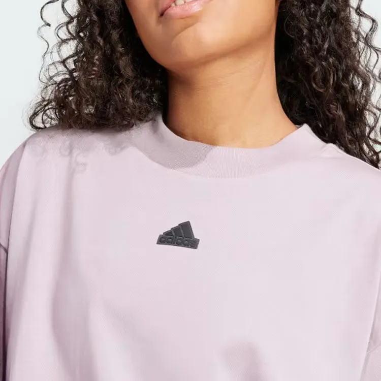 Adidas Drop Shoulder Sleeve T Shirt Women's Purple-4