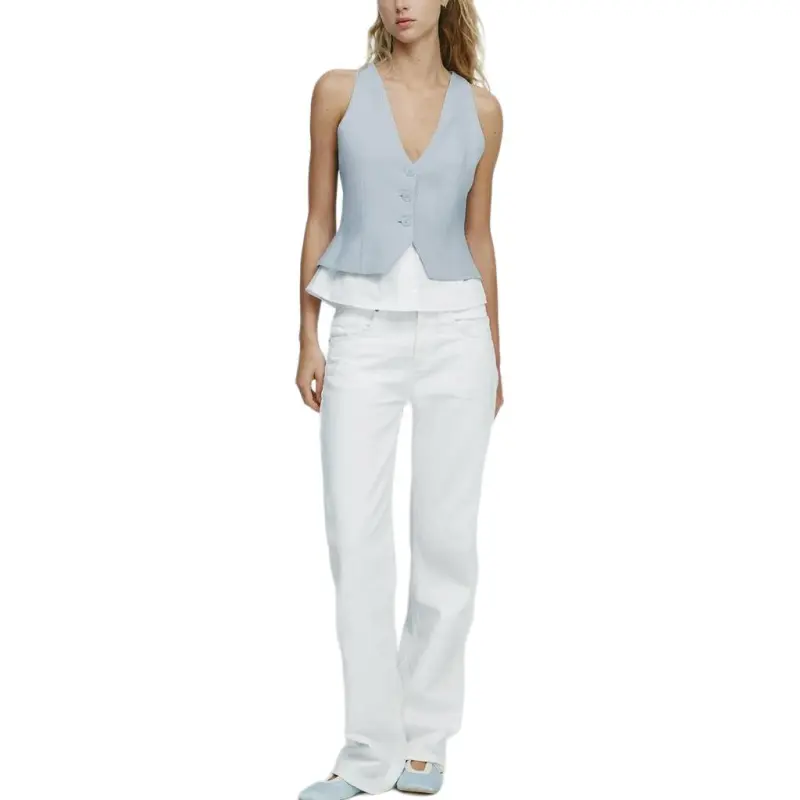 ZARA Vests Women's Blue Gray-3