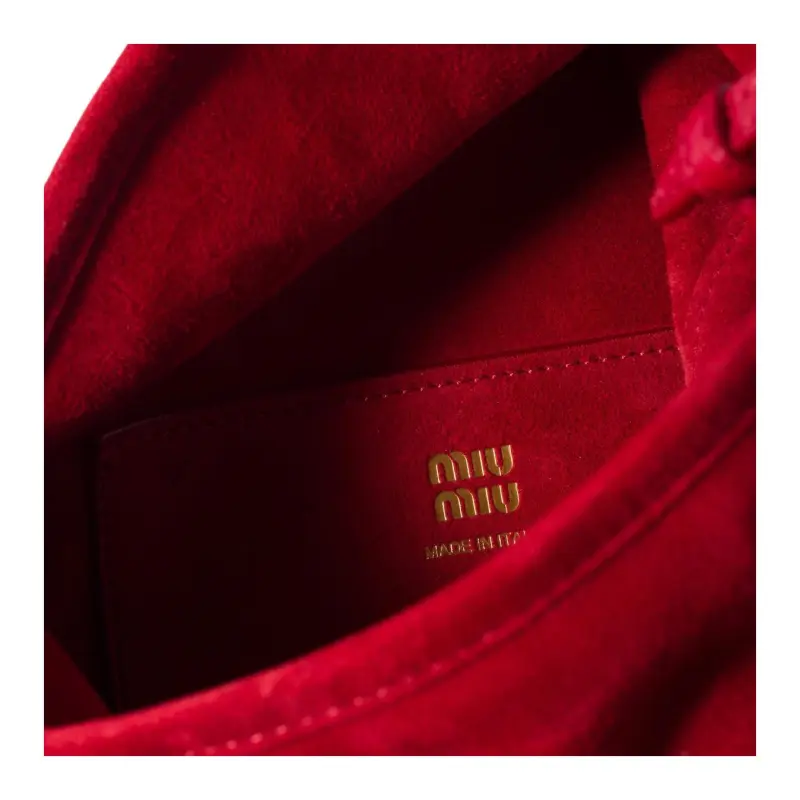 MIU MIU Suede Handbag Women's Gemstone Red-4