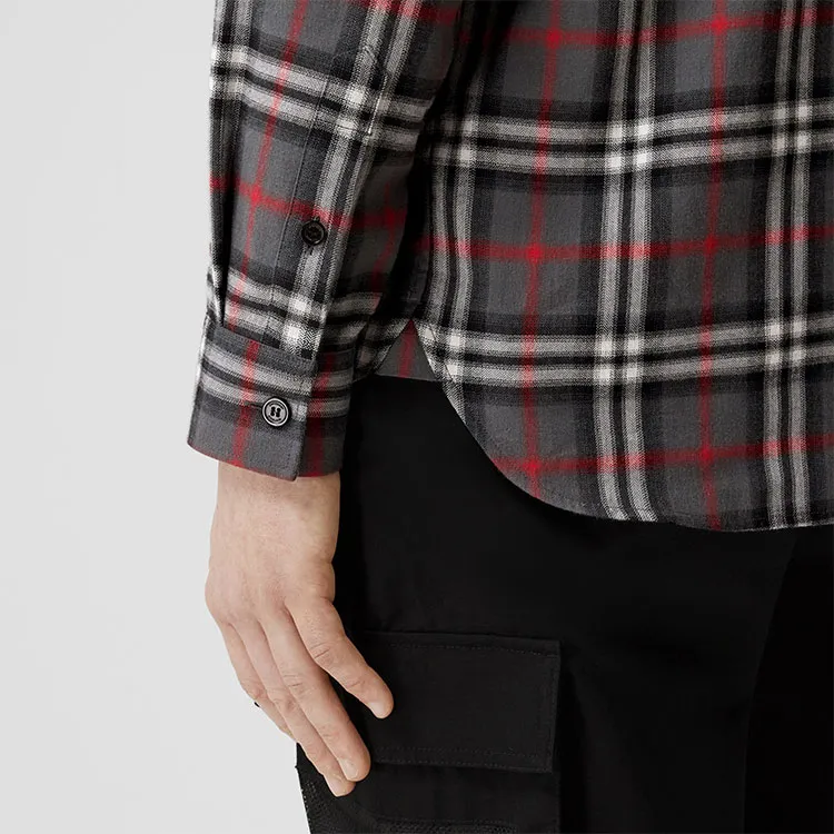 Burberry Blurred Check Cotton Oversized Shirt-2